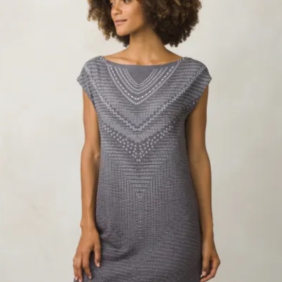 prAna Sanna Shift Jersey Dress Grey Mini - Size Small - Picture 1 of 11
